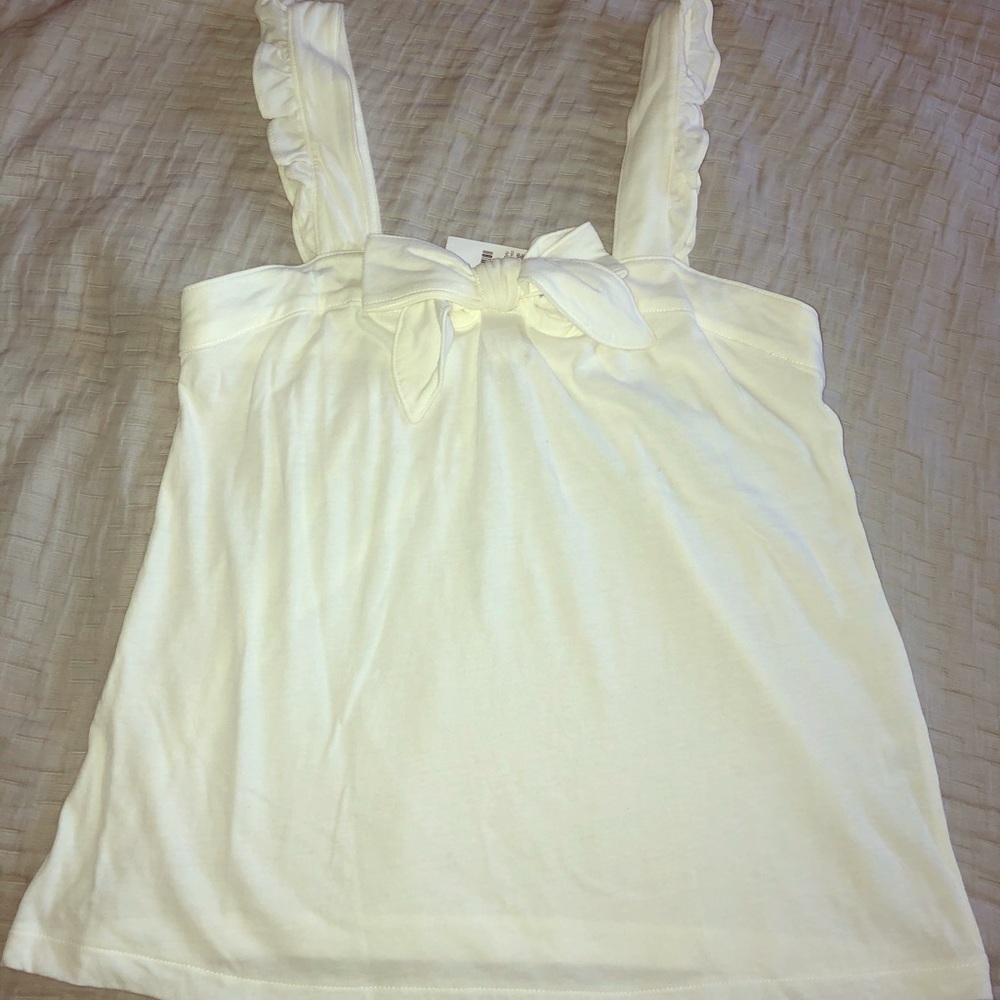 Ruffle strap tank top with bow detail